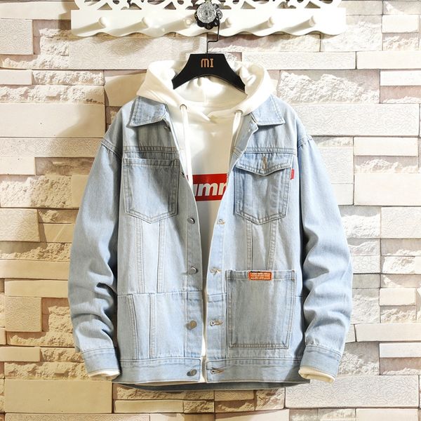 

men's jackets autumn loose denim jacket short men, Black;brown