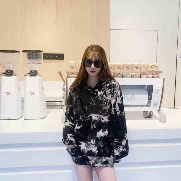 

мужчины дизайнер толстовка street hip-hop письмо печать роскошный пара с капюшоном галстук-окрашенные частный заказ бренд с капюшоном свитер, Black