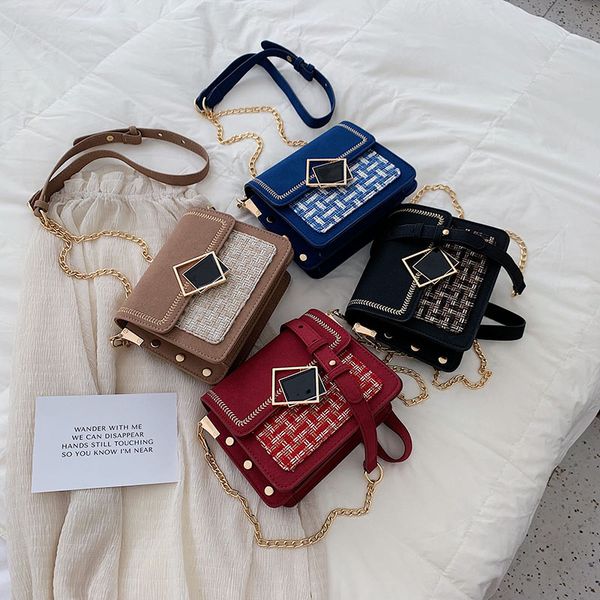 

scrub leather weave crossbody bags for women 2019 fall ulder messenger bag female chain handbags and purses