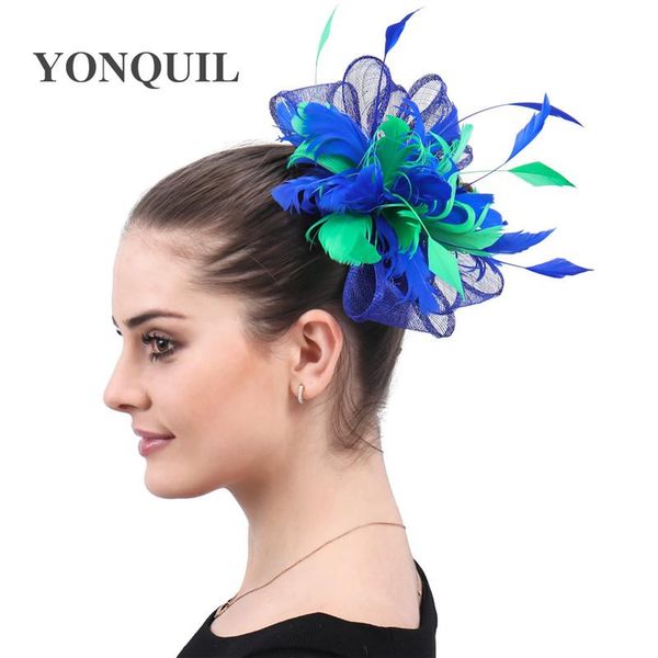 

royal blue с зеленым bride женщины чародей hat элегантные дамы показать головной убор с зажим для волос люкс свадебные аксессуары для волос, White