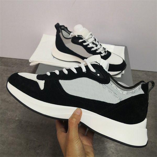 

men oblique b25 sneaker white black suede platform runner trainers real leather men shoes tennies trainers with box