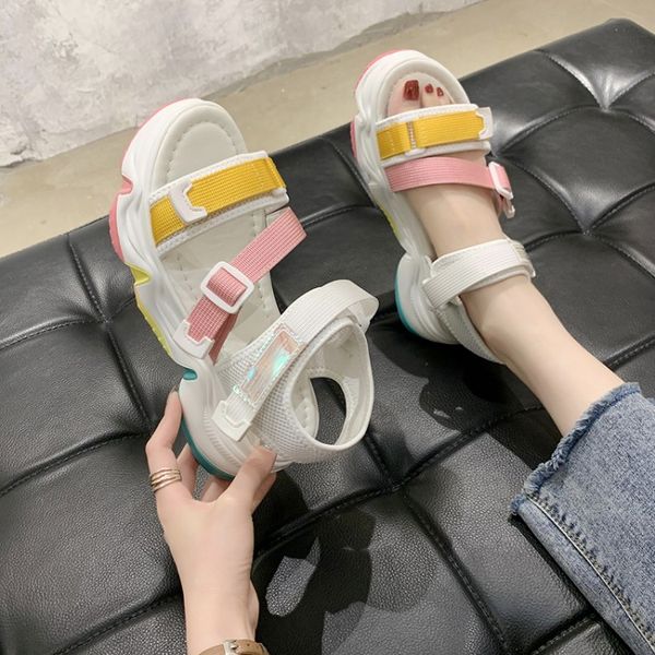 

women sandals beach jelly shoes magic paste muffins casual shoes new eva soft mixed colors summer casual slip on sandals, Black