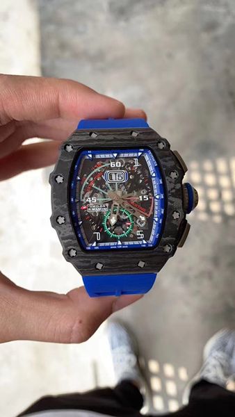 

Luxury factory Richard rm11-04 montre de luxe return men's automatic sports watch 316L NTPT steel case silicone strap Designer Watch