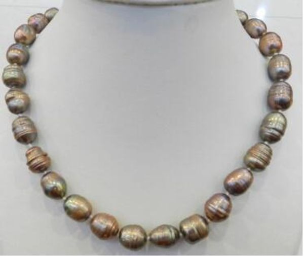 

necklace ++10-11mm champagne natural tahitian pearl necklace new, Silver
