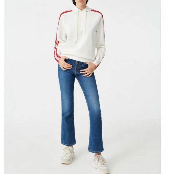 

designer women hoodies fashion luxury printing hoodie sports multiple styles s-m- drawstring with printed side strip, Black