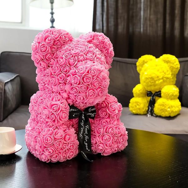 

lovely 25cm teddy bear artificial rose flowers pe rose bear for women girlfriend valentine's day kids birthday gift