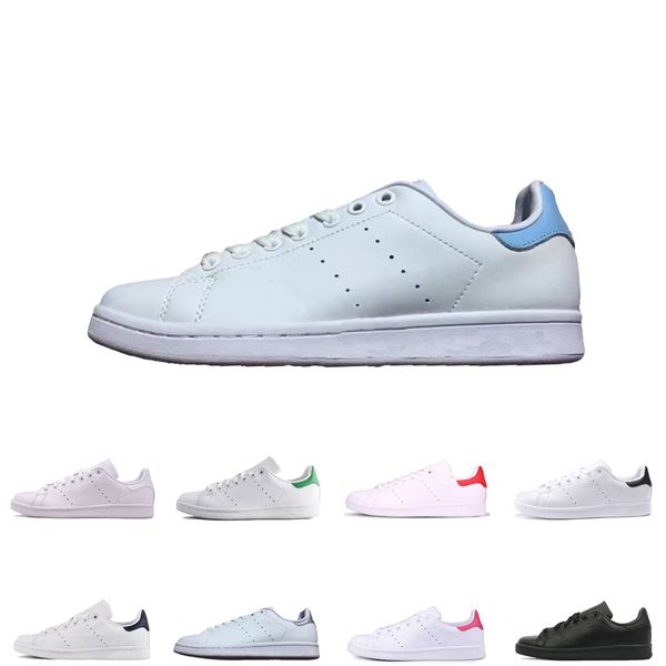 

High quality new casual shoes for men women fashion smith sneakers blue green pink white leather sport classic flats Size 36-45