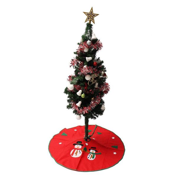 

red green white santa claus snowman christmas tree skirt stands ornaments party decoration nonwoven aprons 90cm