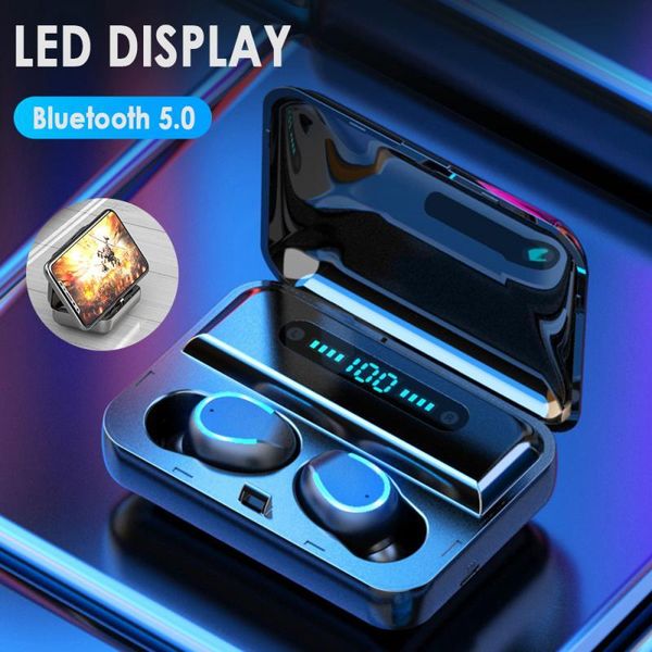

f9-5 bluetooth 5.0 tws earphone digital display headsets touch button led wireless earphones true earbuds stereo headphones