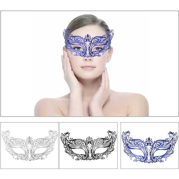 

festnight fashionable blue laser cut metal half mask with rhinestones masquerade ball halloween mask fancy gift