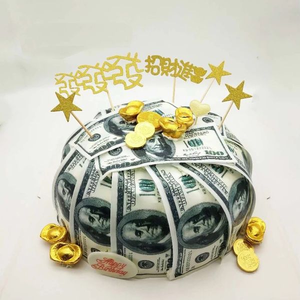 

money usd dollar, gbp, rupee, eur edible wafer paper for cake decorating, 36pcs customized wafer transfer cake paper