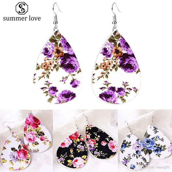 

новый модный цветочный кожа pu teardrop мотаться серьги boho стиль серебро падение крюка способа серьги ювелирных изделий рождественский под, Silver