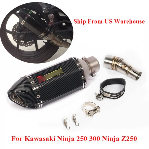 

slip on motorcycle exhaust tip escape muffler link connecting tube pipe for ninja 300 ninja 250 z250 2013-2016