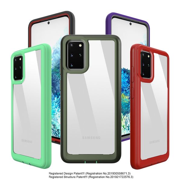 

for samsung galaxy s20 ultra s20 transparent shockproof case 3in 1 military grade drop tested case for iphone 11 pro max xr xs max 8 7 6plus
