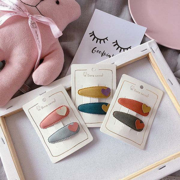

boutique ins 12sets fashion cute leather love snap clips cartoon hairpins princess headwear party hair accessories for girls, Slivery;white