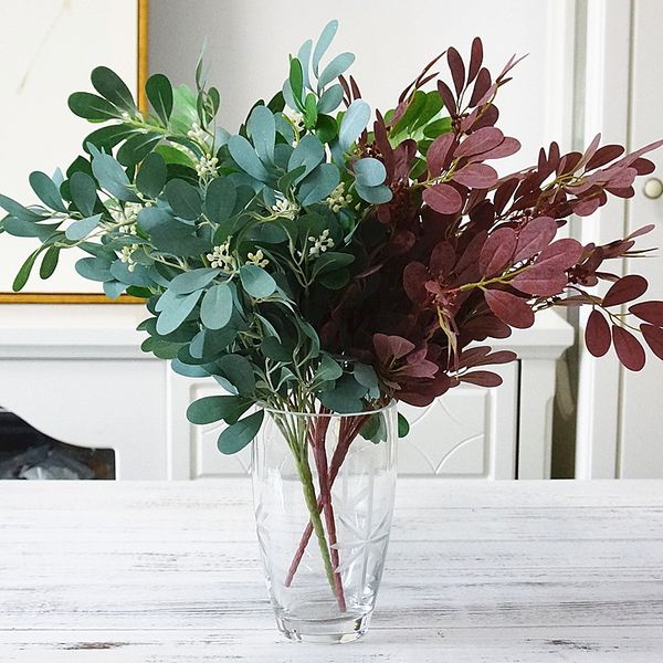 

artificial green jujube branch faux foliage flower silk+plastic fake plants for home wedding fall decoration jungle party decor