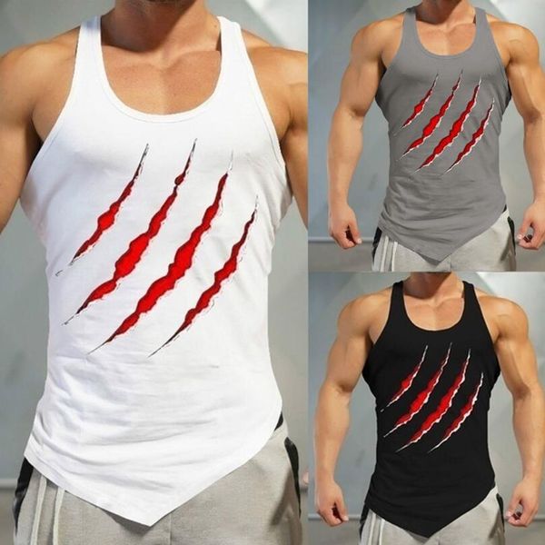 

summer mens tank with pattern fashion sport bodybuilding slim gym clothes vests clothing casual men' underwear -xxl, White;black