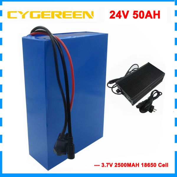 Batteria per bici elettrica da 1000 W 24 V Batteria agli ioni di litio da 24 V 50 Ah 3,7 V 2500 mAH 18650 Cella 50 A BMS con caricabatterie da 29,4 V 5 A