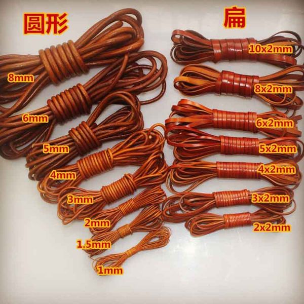 

2 meters retro yellow brown 1 2 3 4 5 6 8 10mm flat round genuine leather cord rope thread for diy leather bracelet jewelry make, Blue;slivery