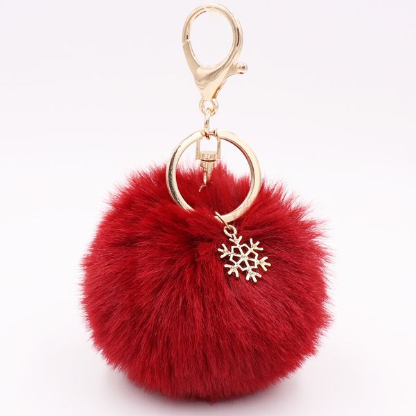 

key chain snowflake fur ball pompom artificial rabbit fur keychains, Silver