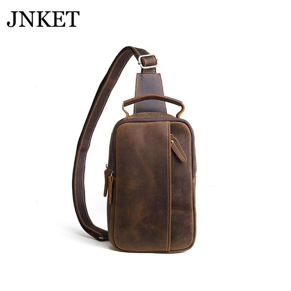 

jnket retro cow leather chest bag men shoulder bag large capacity messenger bags travel multifunctional sling crossbody bags