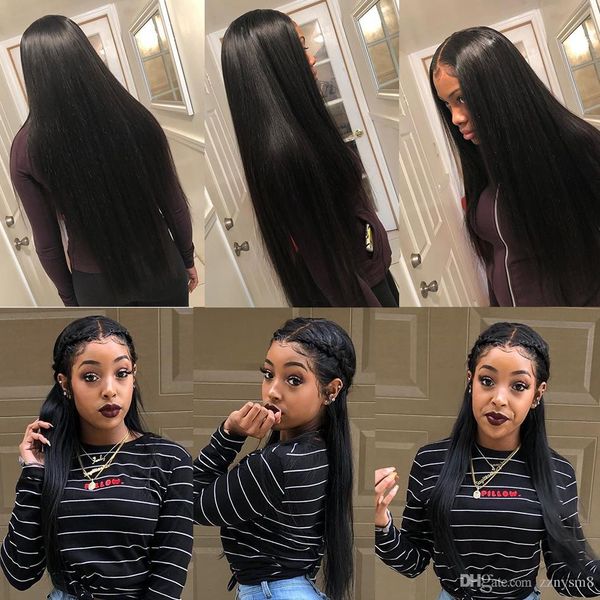 

wigi 13x6 фронта шнурка человеческих волос straight 30 32 дюймов длинный парик glueless pre щипковых бразильский фронтальная парик для черно, Black