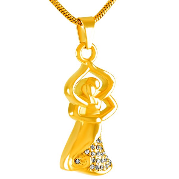 

dancer stainless steel cremation urn for ashes jewelry wholesale pendant keepsake necklace with chain jewelry ijd9204, Silver