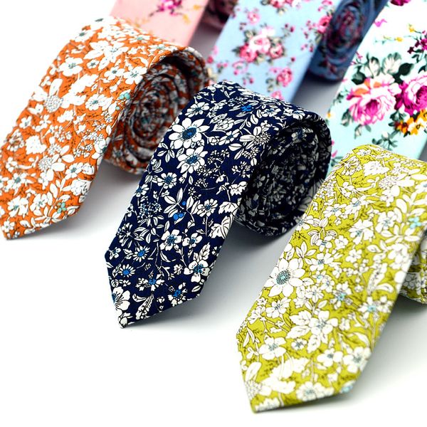 Галстуки для жениха Узкие галстуки Мужские хлопковые галстуки с цветочным принтом Свадебные галстуки для жениха и вечеринки