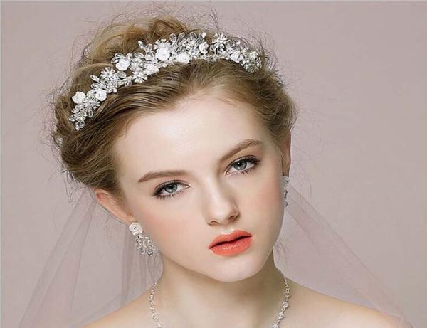

bling bling set crowns necklace earrings crystal flowers sequined bridal jewelry accessories wedding tiaras headpiece
