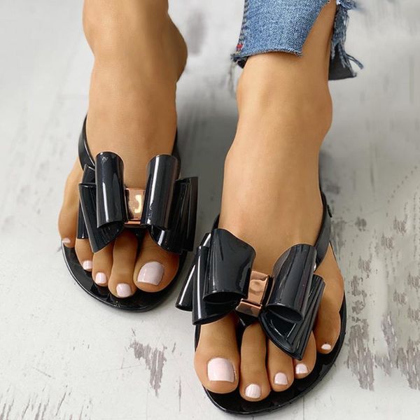 

summer bohemian clip toe flip flops woman shoes new arrival butterfly-knot women's summer footwear zapatos de mujer 2020 drop, Black