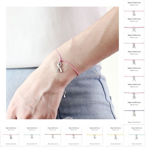 

make a silver hope faith love ribbon breast cancer survivor awareness for women charm bracelets, Golden;silver