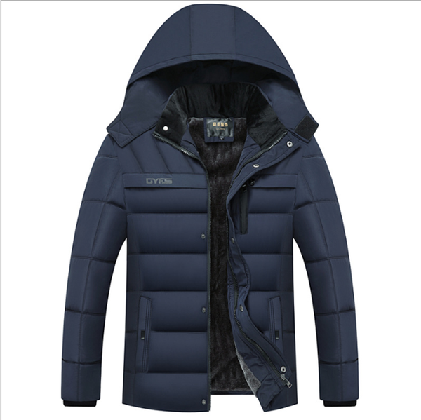 

men's parker coat fashion hooded winter jacket men's plus velvet warm and windproof down jacket china explosion, Black