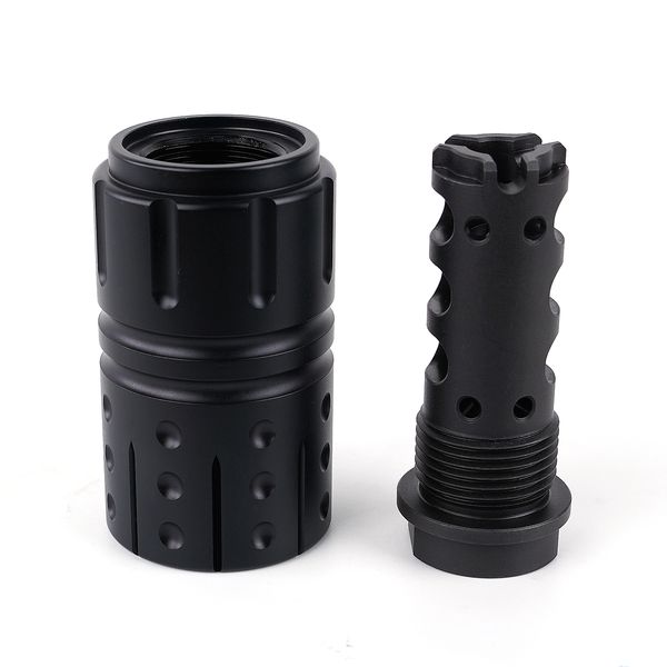 

tactical 308 7.62 steel muzzle brake 5/8x24 tpi compensator with 13/16x16 outer sleeve aluminium7075