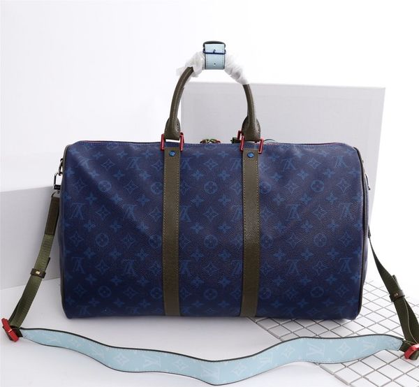 

classic blue brown keepall 45 men outdoor travel bag fashion ladies letter real leather crossbody bags for man 45x 27x 20cm