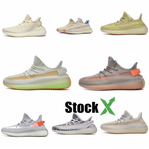 

new arrival butter static designer shoes mens bred semi frozen yellow sesame kanye west running shoes womens cream white zebra sneakers #qa5