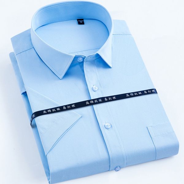 

бесплатная доставка летняя мужская кнопка рубашка с коротким рукавом свободные бизнес мода тонкий fit официально платье социального рубашка, White;black