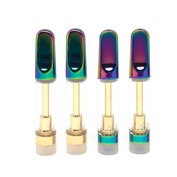 

Rainbow Drip Tip Gold Vape Pen Cartridges Ceramic Coil Glass Thick Oil Cartridge 0.5ml 1.0ml Tank Disposable Atomizer Vaporizer DHL