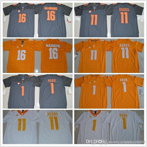 

Men Youth Jalen Hurd 1 Joshua Dobbs 11 #16 Orange Gray White Stitched Tennessee ncaa Volunteers College football jerseys