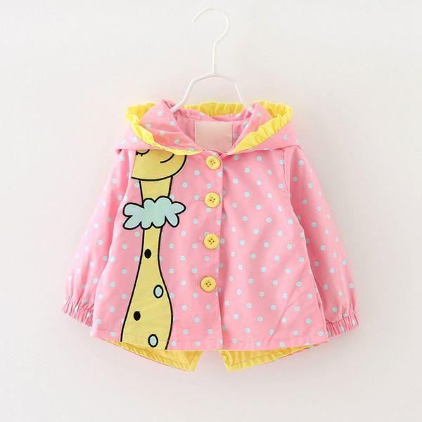 

baby girl long sleeve giraffe printing windbreaker short velvet jacket coat kids hooded outerwear 0-4y baby girl clothes, Blue;gray