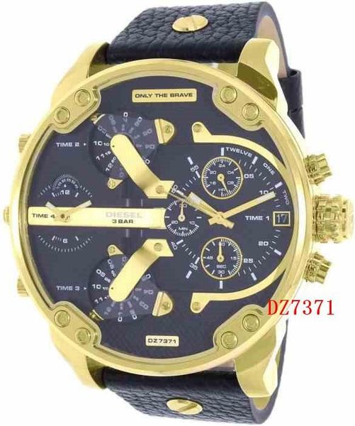 

2019 new fashion designer men's military watch luxury black high-end belt multi-time zone large dial 52mm men's outdoor sports wat, Slivery;brown