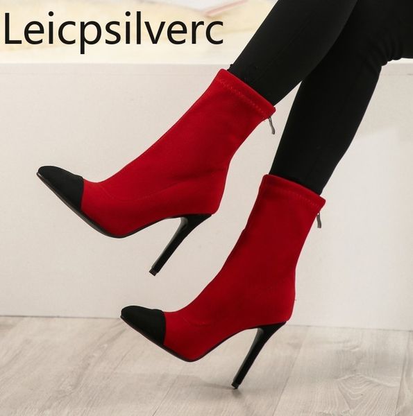 

women's boots the new winter color matching fashion pointed zipper high heel women's shoes plus size 34-43 heel height 11cm, Black