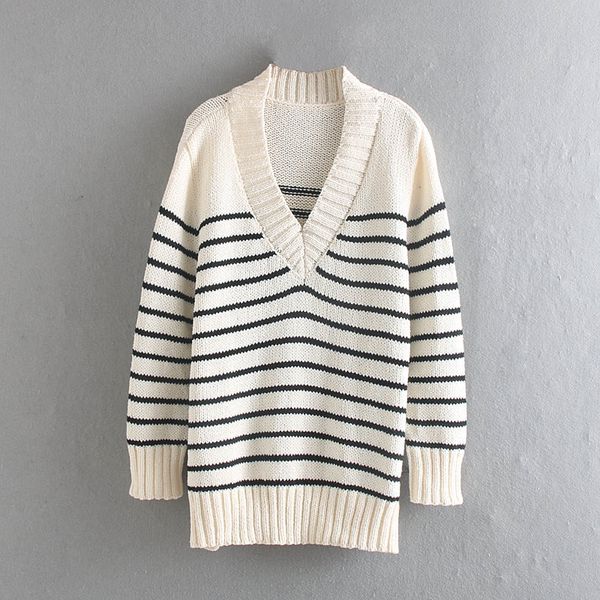 

woah 2019 spicy stripes 65-9158 european and american fashion striped knitted sweaters, White;black