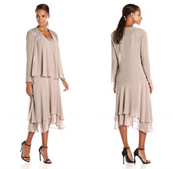 

plus size elegant mother of the bride dresses suits chiffon 2 piece long sleeve new custom wedding guest dresses, Black;red