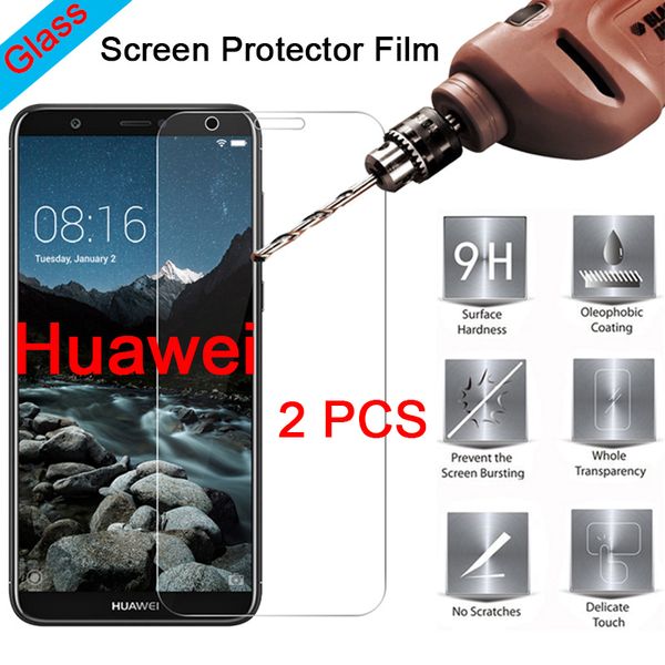

2pcs protective glass for huawei y9 2018 y5 y3 pro 9h screen protector hard tempered glass for huawei y6 y7 prime 2018 film