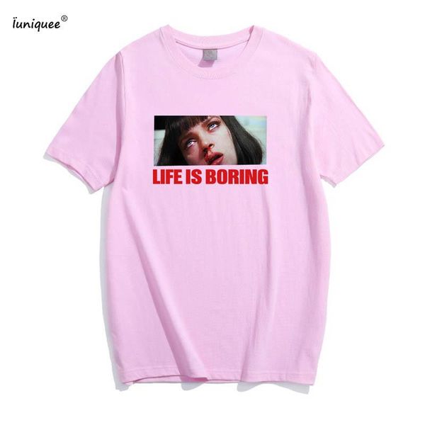 

письмо new hot spoof harajuku белая женщина t-shirt лето новизна tee shirt femme жизнь скучна письма печать женщины тенниска качества, White