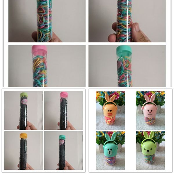 

bottled color disposable rubber strong pull children's rope hair band hair rubber band, Slivery;white