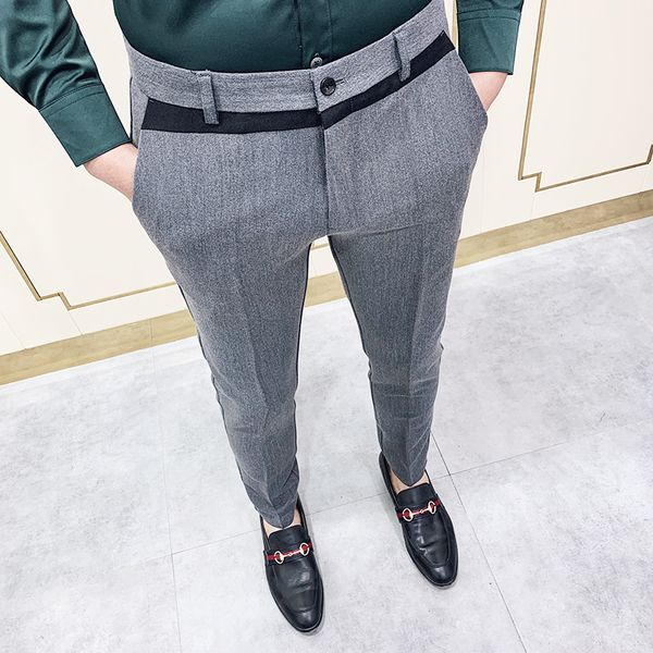 

pantalon homme 2020 new men's suit pants black grey korean men's street casual pants fashion slim dress party office, White;black
