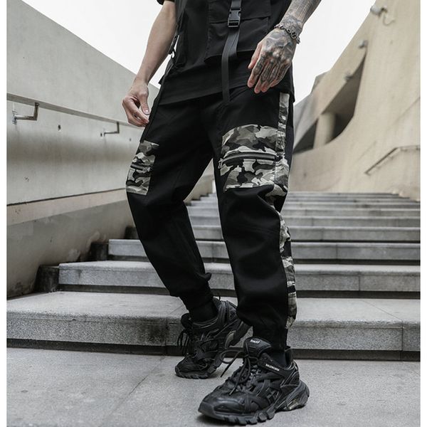 

camouflage hip hop joggers men 2020 spring streetwear harem pants casual slim ankle-length trousers men, Black