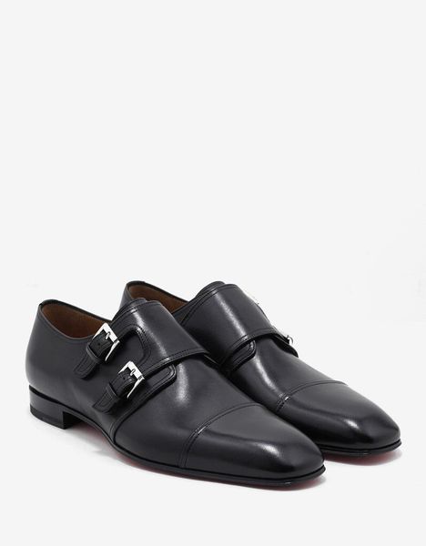 

luxury designer red bottom mortimer flat coffee,black leather monk strap loafers shoes gentleman business,party wedding perfect gift eu35-4