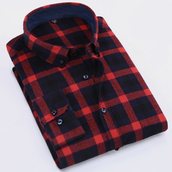 

wholesale- spring 2017 men's casual slim-fit button-down check gzcs shirts comfort soft cotton long sleeve brushed flannel plaid shirt, White;black